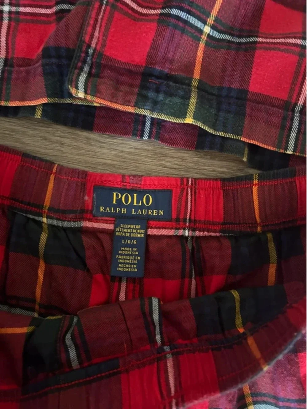 Polo Ralph Lauren red, black, and yellow plaid flannel pajama set